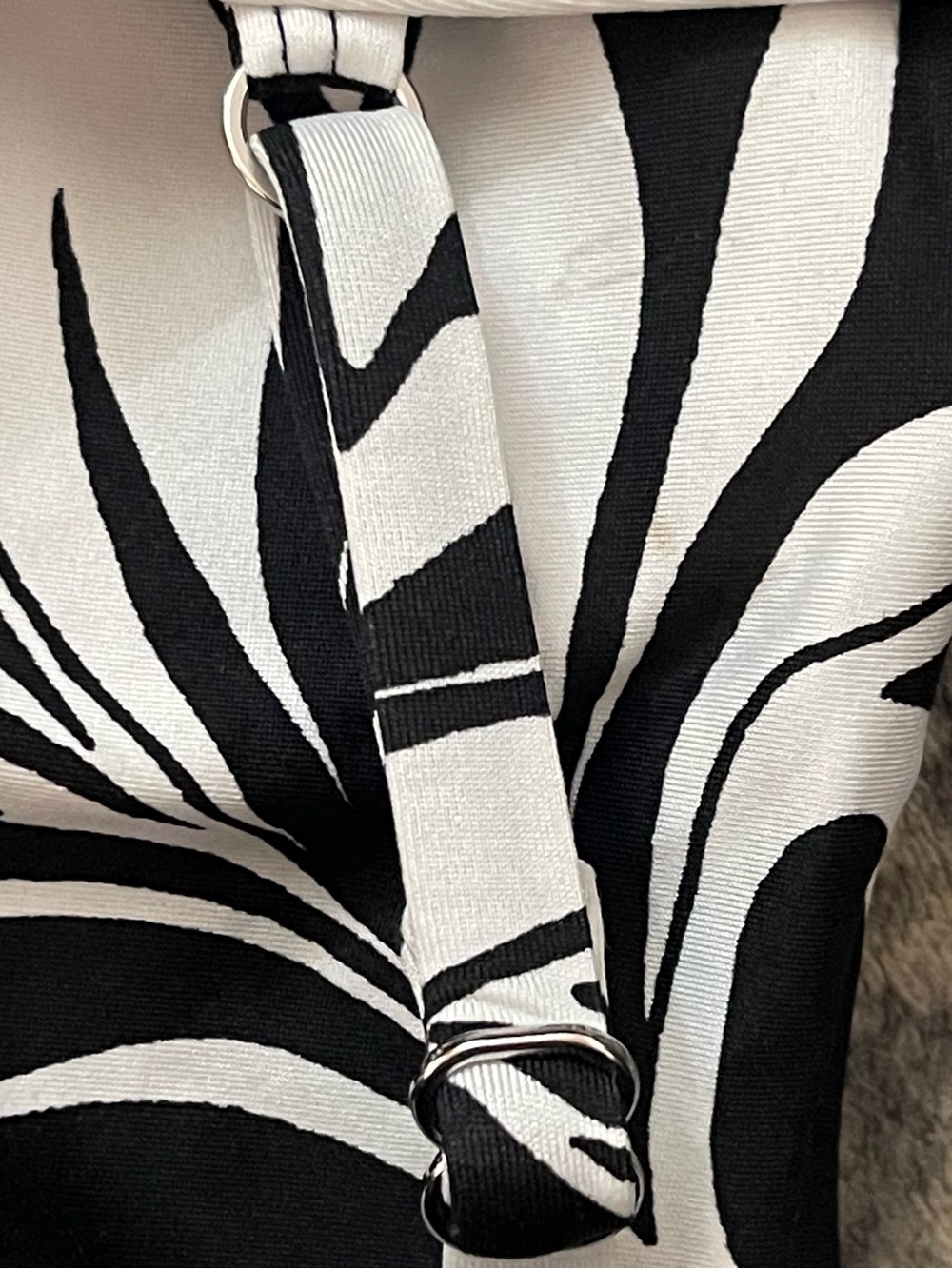 24th & Ocean Black & White Twist Halter Swimdress with Leaf Print - Picture 15 of 16